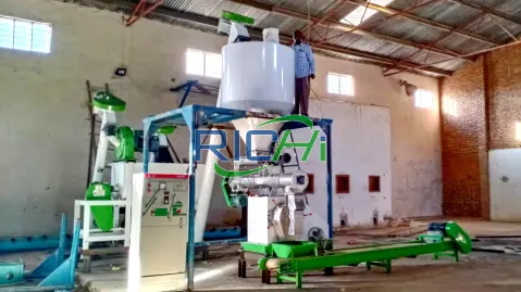 2T/H animal feed pellet production line installed in Tanzania, complete cattle feed manufacturing plant